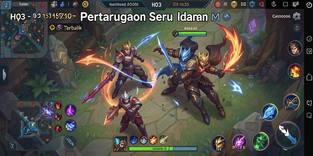 Tangkapan layar menunjukkan aksi seru dalam pertandingan MOBA.