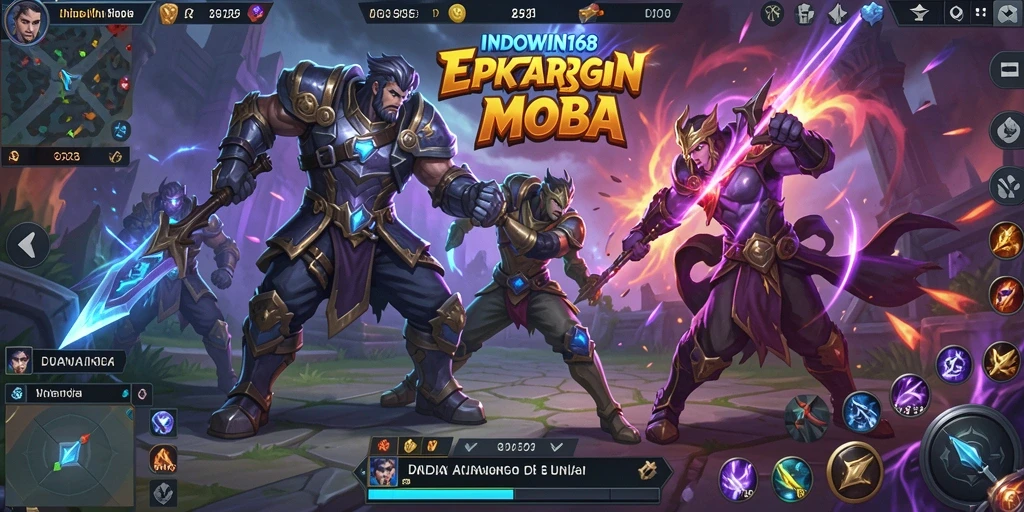 Tampilan menakjubkan dari gameplay INDOWIN168 dalam pertarungan MOBA.