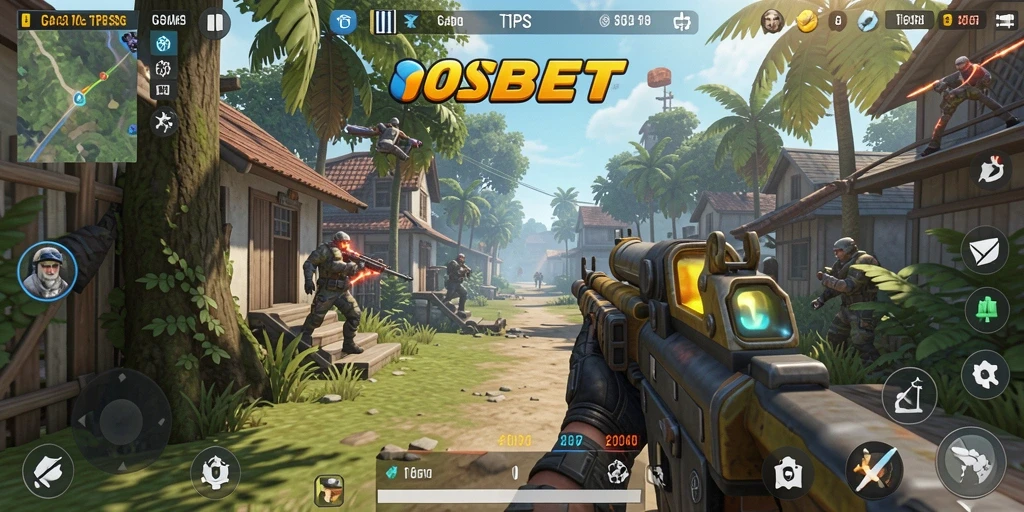 Tampilan screenshot utama IOSBET menampilkan aksi gameplay TPS yang mendebarkan.