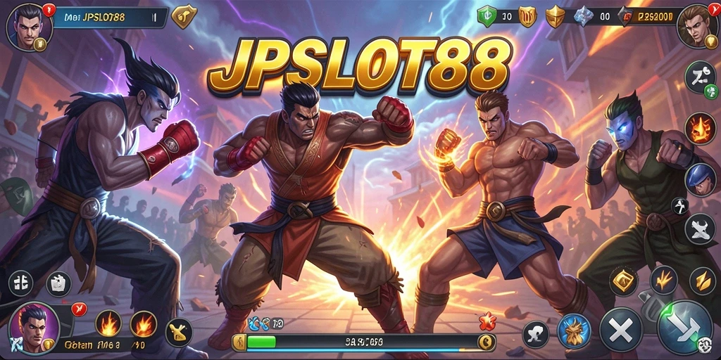 Tampilan gameplay JPSLOT88 yang penuh aksi dalam pertempuran Fighting.