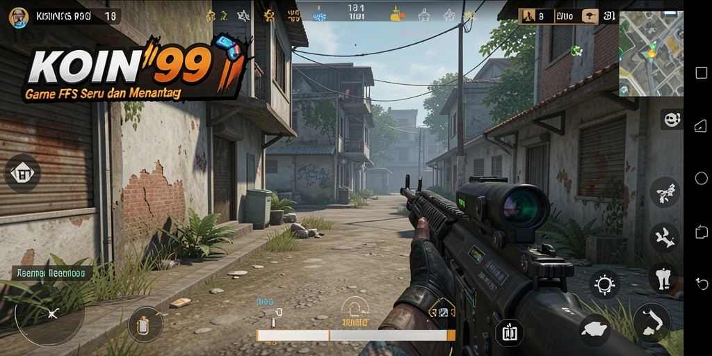 Screenshot gameplay KOIN99 yang menunjukkan aksi pertempuran FPS.