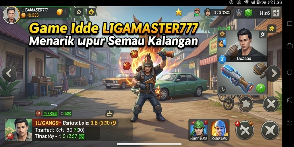 Tampilan gameplay utama LIGAMASTER77 dengan elemen idle yang menarik.