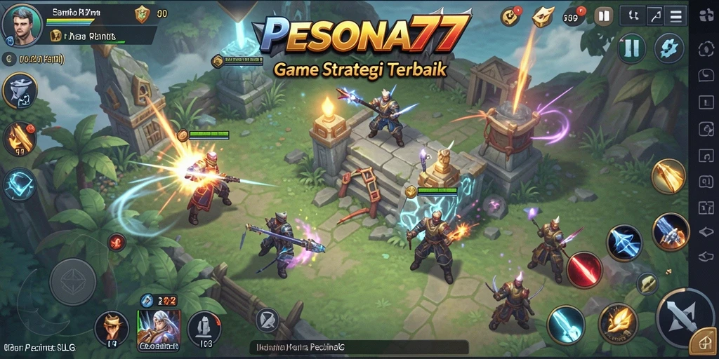 Tangkapan layar gameplay PESONA77 menampilkan aksi strategis dan pengelolaan wilayah.