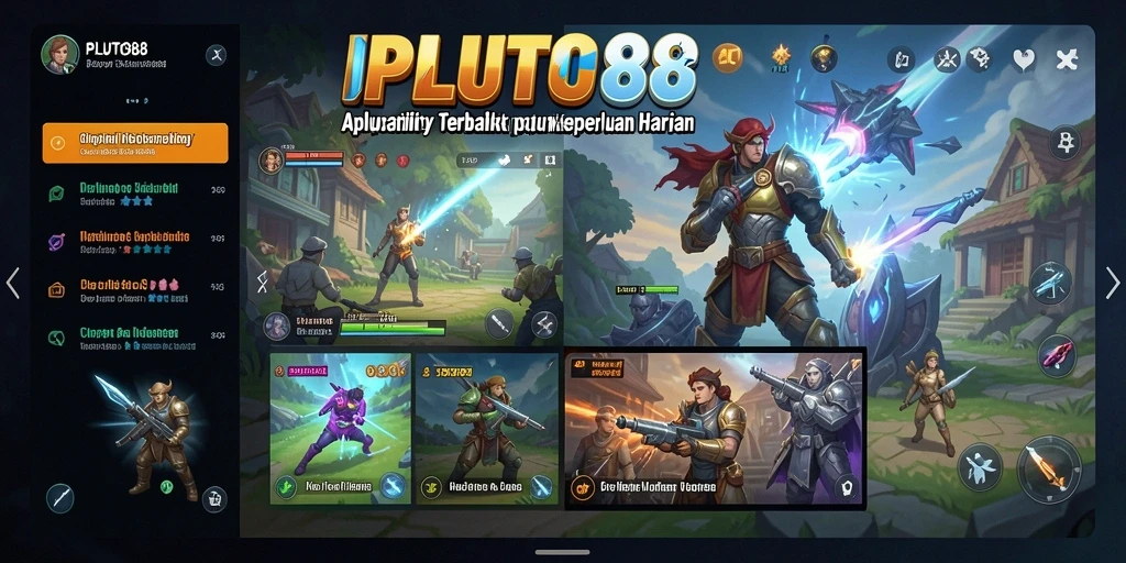 Tampilan utama PLUTO88 dengan fitur utility yang memudahkan pengguna.