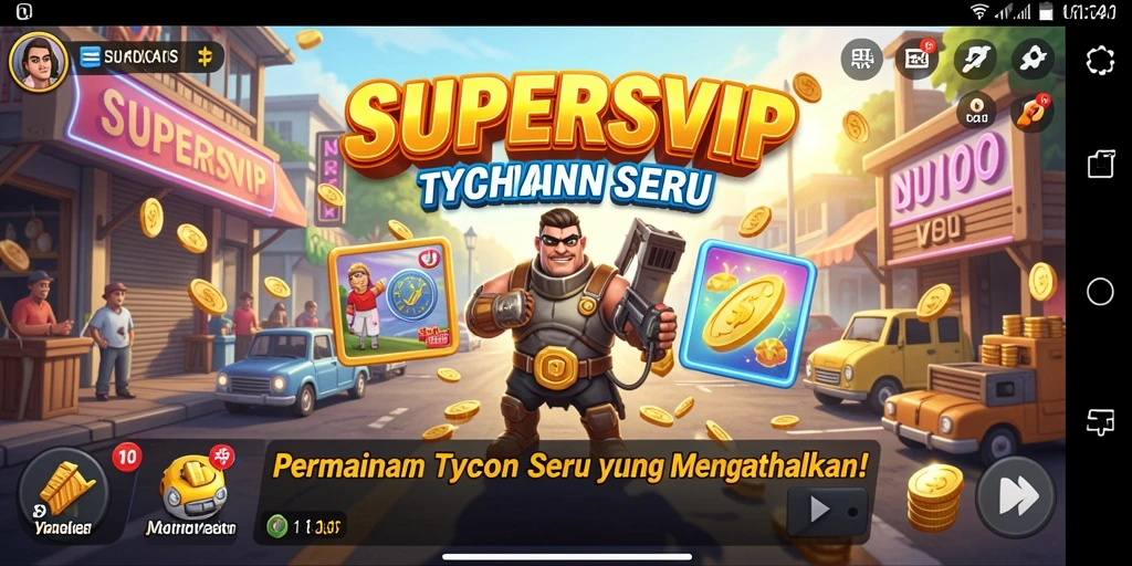 Tampilan gameplay SUPERSVIP dengan elemen Tycoon yang menarik.